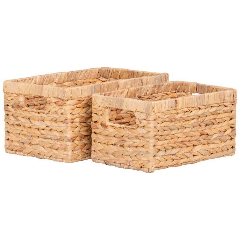 Lot de 2 Paniers Décoratifs de Rangement Passo, Jacinthe d'Eau, Marron, 35x24x18 cm