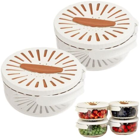 Lot de 2 paniers d'égouttage multifonctions avec entonnoir et panier à laver les fruits et légumes (marron)