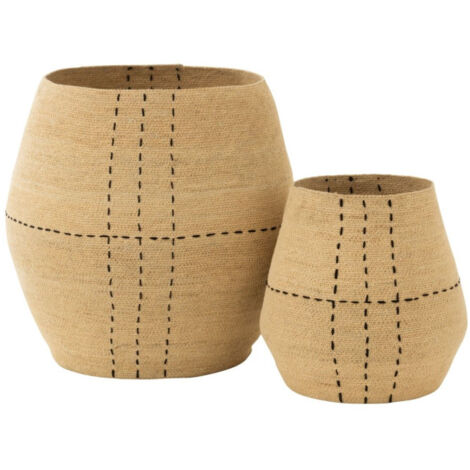 Lot de 2 Paniers Design "Pointillés" 46cm Naturel