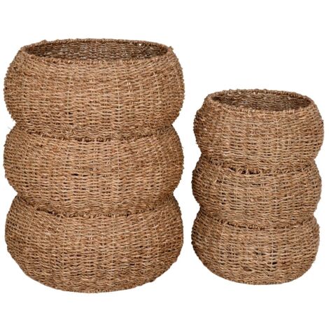 Lot de 2 paniers en jonc de mer - Naturel - SARBAS