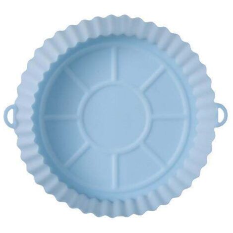 Lot de 2 paniers en silicone pour friteuse à air chaud, antiadhésifs et réutilisables, bleus.