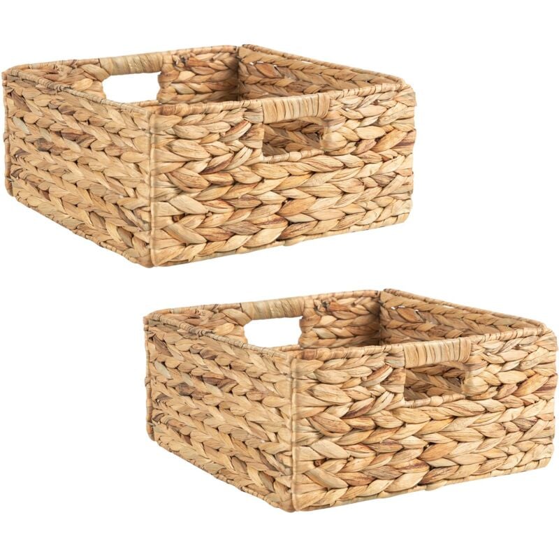 Lot de 2 paniers lanzi en jacinthe d'eau coloris naturel, 32 x 32 x 15 cm