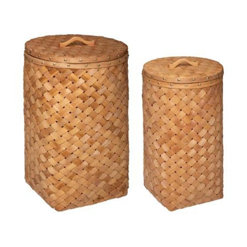 Lot de 2 Paniers à Linge 'Bois' 62cm Caramel