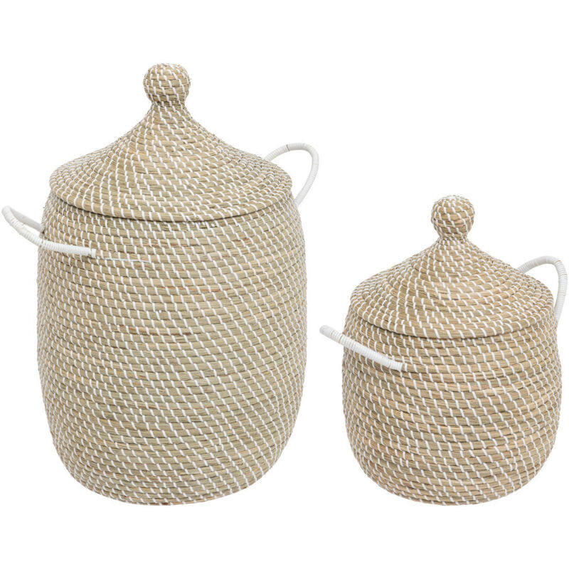 Lot De 2 Paniers Soleya Paille Beige Atmosphera