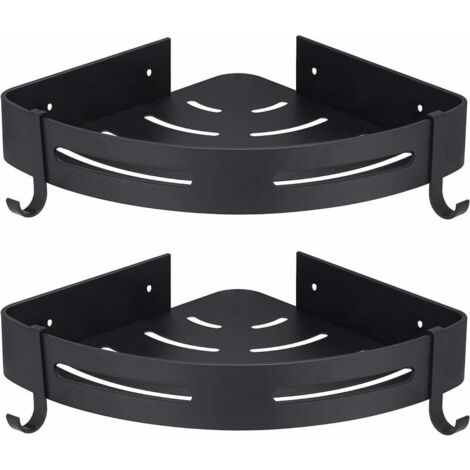 Lot de 2 paniers triangulaires noirs, 4,5 cm de hauteur, plateaux de rangement en aluminium sans trous, idéaux pour un usage domestique. - AquaForge