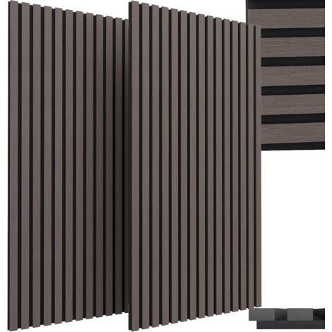 Lot de 2 Panneau Acoustiques,Panneau Mural Decoratif,en Bois MDF,Panneaux Muraux Acoustique,120x60x2,1 cm,pour Chambre,Bureau-Brun