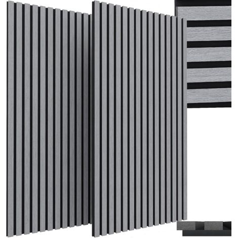 Lot de 2 Panneau Acoustiques,Panneau Mural Decoratif,en Bois MDF,Panneaux Muraux Acoustique,120x60x2,1 cm,pour Chambre,Bureau-Gris