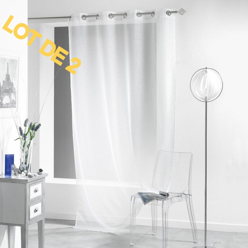 Lot de 2 panneaux a oeillets 140 x 240 cm voile sable lissea Blanc