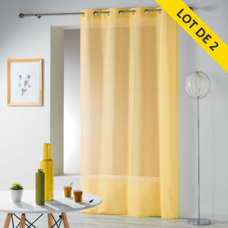 Lot de 2 panneaux a oeillets 140 x 280 cm etamine crash telma Jaune