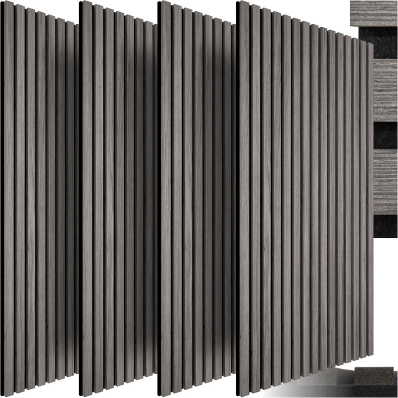 Panneaux acoustiques sonic wall aspect bois - chêne gris clair, Lot de 4