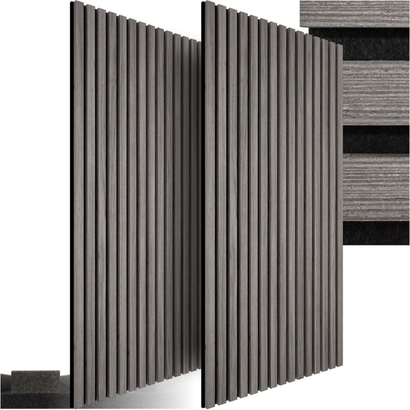 Panneaux acoustiques sonic wall aspect bois - chêne gris clair, Lot de 2