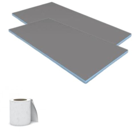 Lot de 2 panneaux de construction WEDI + bande d'armature Epaisseur 0,6 cm