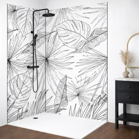 Lot de 2 panneaux de douche en aluminium (90x220 & 120x220 cm) + profilés noir - Lamnar - Noir