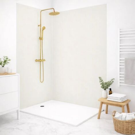 Lot de 2 panneaux de douche en PVC (90x220 & 120x220 cm) + profilés blanc - Pierre Claire - Blanc