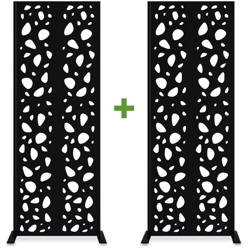 Casanoov - Lot de 2 panneaux décoratifs sunny Noir H.160cm motifs sur les côtés