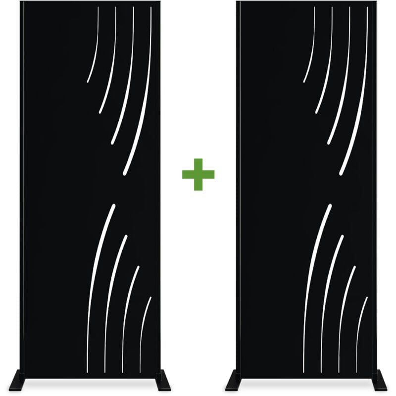 Casanoov - Lot de 2 panneaux décoratifs veleta Noir H.160cm motifs côté droit
