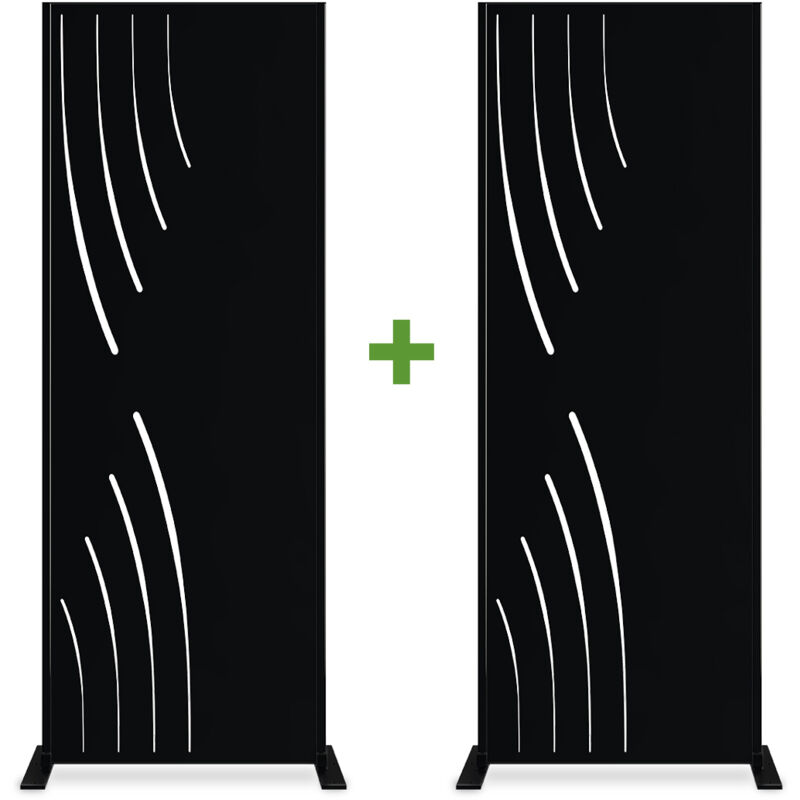 Casanoov - Lot de 2 panneaux décoratifs veleta Noir H.160cm motifs côté gauche