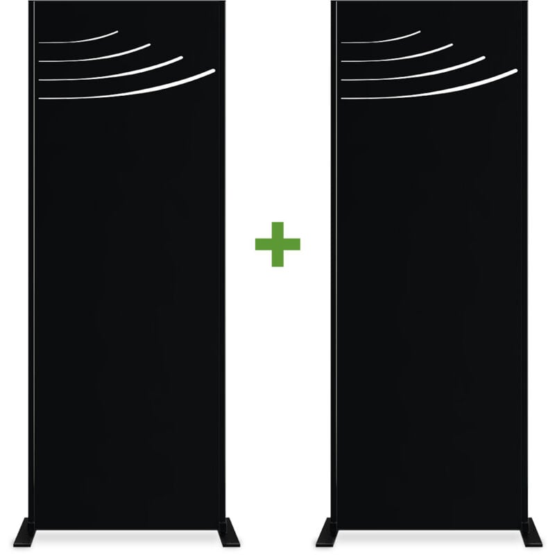 Casanoov - Lot de 2 panneaux décoratifs veleta Noir H.160cm motifs sur le haut