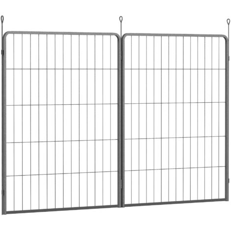 Lot de 2 panneaux d'extension pour enclos pour chiens, 80 x 100 cm, clôture en acier pour chiots, pour chiens de petite et grande taille, noir