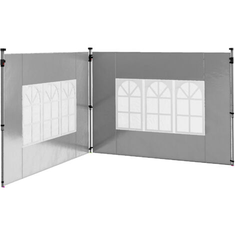 Lot de 2 panneaux latéraux gris clair pour tonnelle 3x3 m, 295x195 cm avec fenêtre