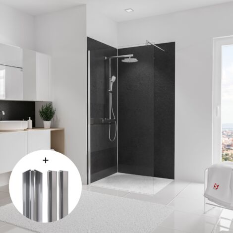 Schulte – Pack de 2 panneaux muraux 100 x 210 cm – Revêtement composite en aluminium – Résistance à la chaleur jusqu'à 100°C – Décor ardoise