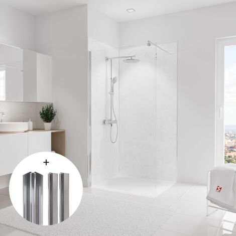 Schulte – Pack de 2 panneaux muraux 100 x 210 cm – Revêtement marbre pour douche – Installation facile sans poussière – Résistance à la chaleur 100°C