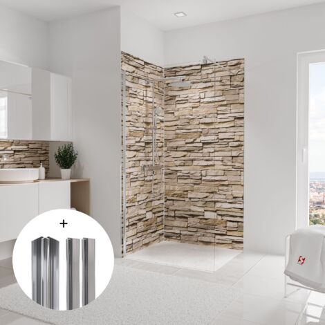 Schulte – Panneau mural de douche – Lot de 2 panneaux 100 x 210 cm – Composite en aluminium – Résistance à la chaleur jusqu'à 100°C