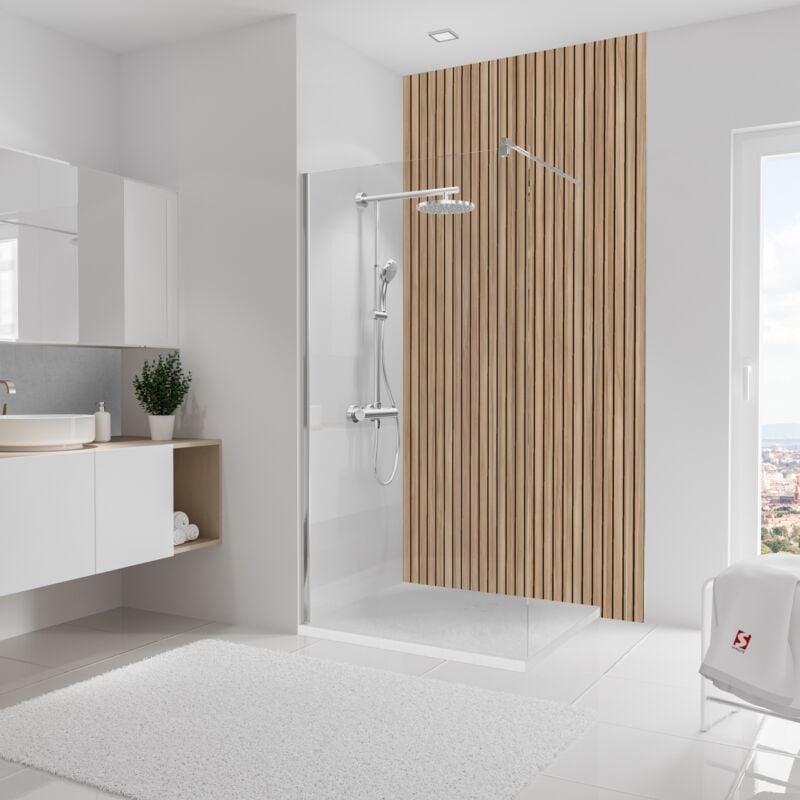 Panneau mural 125 x 255 cm Japandi vertical, revêtement pour douche et salle de bain, DécoDesign décor Schulte