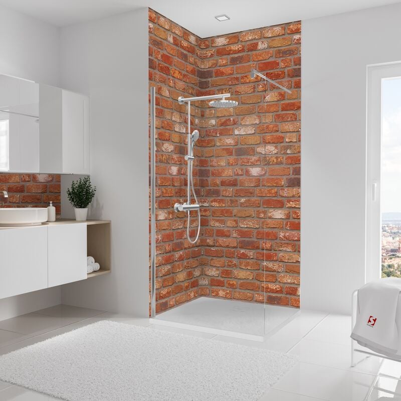Schulte - Panneau mural Briques industriel, revêtement pour douche et salle de bain, DécoDesign décor Lot de 2 panneaux muraux 100 x 255 cm