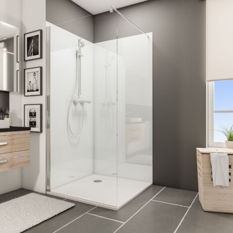 Schulte – Panneau mural de douche blanc brillant – Lot de 2 panneaux 100 x 210 cm – Composite aluminium 3 mm – Étanche et facile à poser