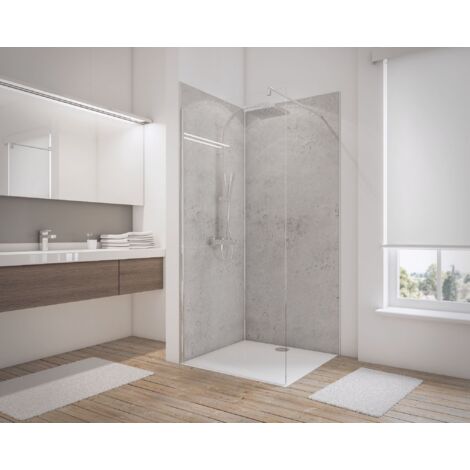 Schulte – Lot de 2 panneaux décoratifs muraux 100 x 210 cm – Composite aluminium – Pierre gris clair – Résistance chaleur jusqu'à 100°C