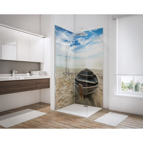 Lot de 2 panneaux muraux 90 x 210 cm, revêtement pour douche et salle de bains, DécoDesign PHOTO, Schulte, différents décors au choix