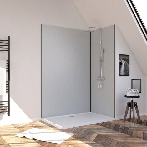 AURLANE LOT de 2 Panneaux Muraux Aluminium SILVER 90+120x210 cm avec Profilés NOIR MAT - WALL'IT