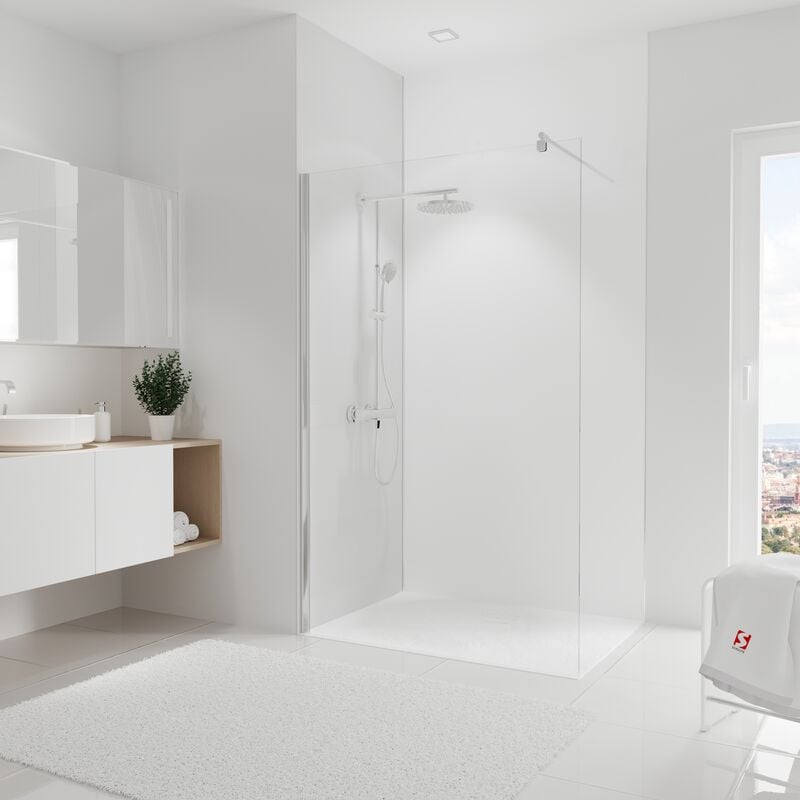 Panneau mural Blanc, revêtement pour douche et salle de bain, DécoDesign couleur Schulte 90 x 255 cm
