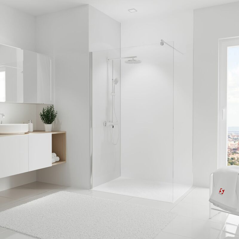 Panneau mural Blanc, revêtement pour douche et salle de bain, DécoDesign couleur Schulte 120 x 255 cm