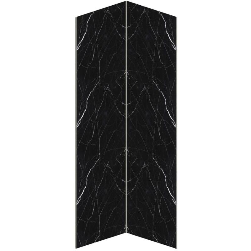 Lot de 2 panneaux muraux de douche effet marbre en aluminium avec profilés - 2 x L90 x H210 cm eneko