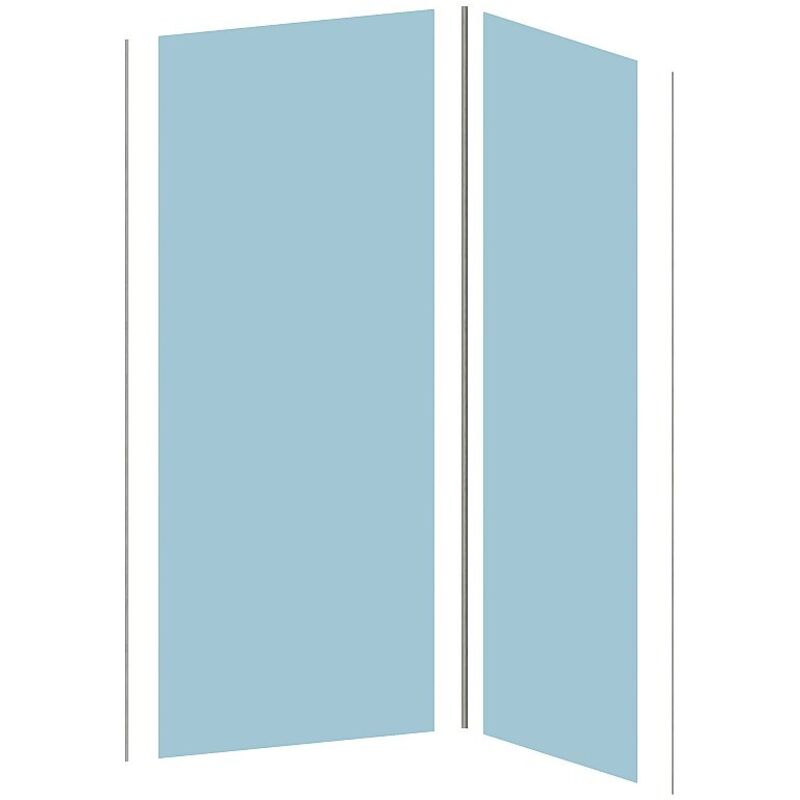 Lot de 2 panneaux muraux de douche bleu en aluminium avec profilés - L90 x L120 x H210 cm - itziar