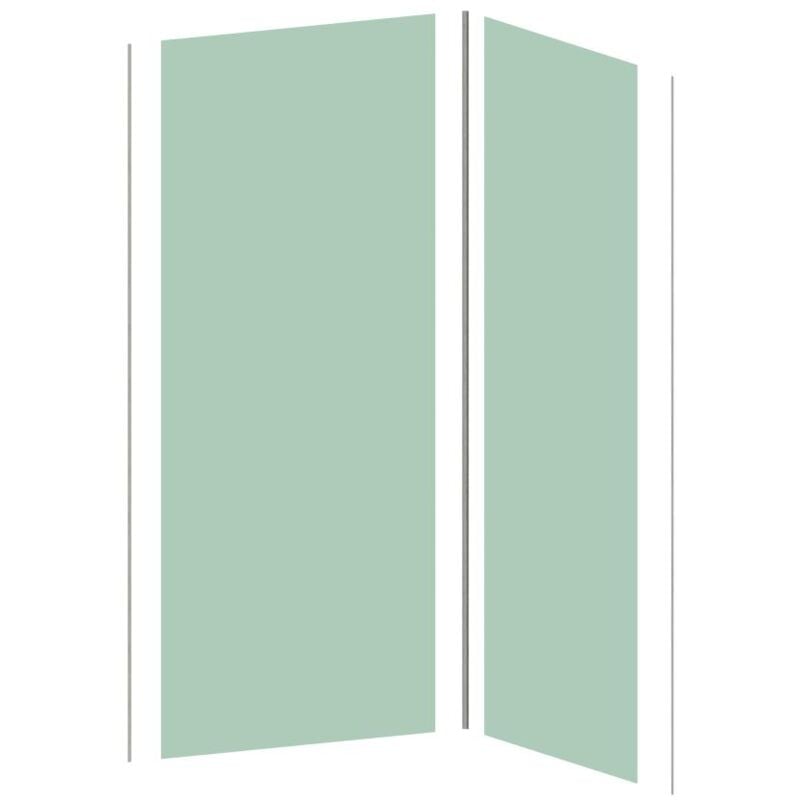 Lot de 2 panneaux muraux de douche vert clair en aluminium avec profilés - L90 x L120 x H210 cm - itziar