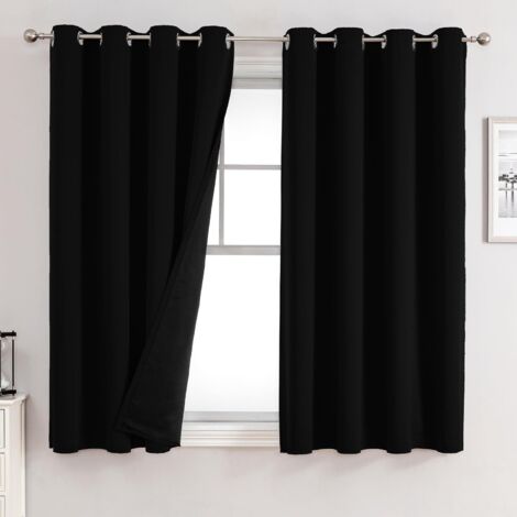 Lot de 2 Panneaux Rideaux Chambre à Coucher 100% Occultants, Isolation Thermique Épaisse Anti-Lumière, Design à Oeillets pour Salon, 132x160cm