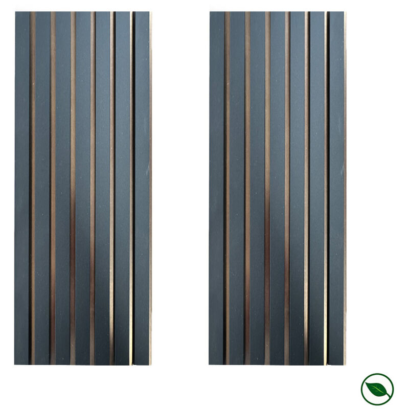 Lot de 2 Panneaux tasseaux bois design luxx décor Noir mat sur fond bronze 2500x287x20 mm pefc 70%