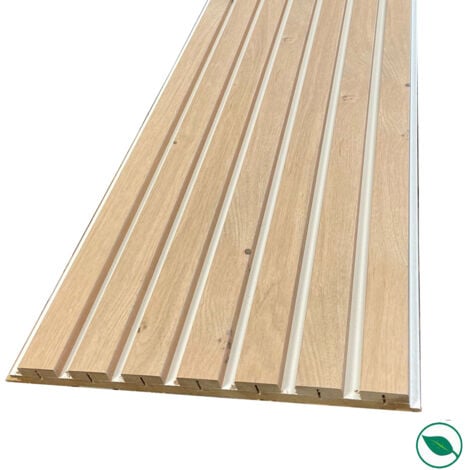 FORESTEA Lot de 2 panneaux tasseaux MDF chêne clair sur fond blanc 2500 x 300 x 20 mm-1,435 M2 PEFC 70%