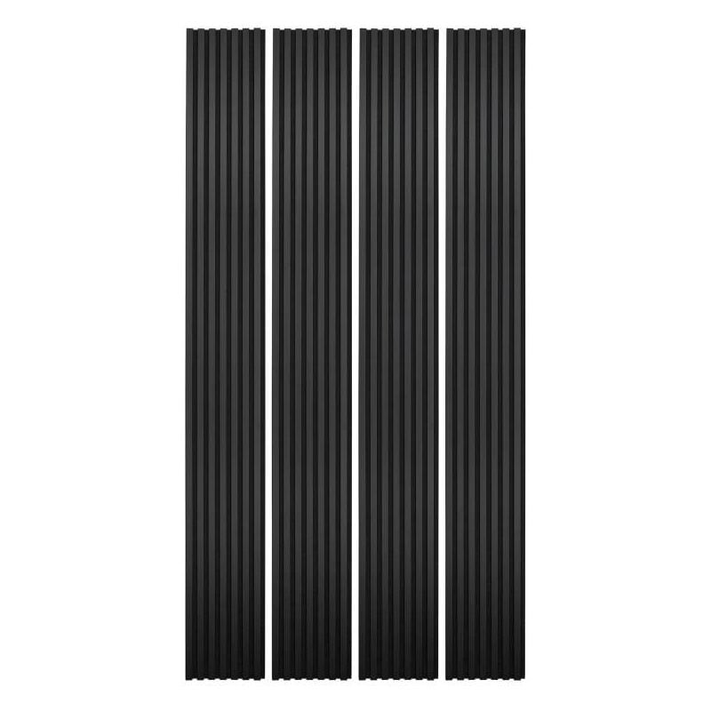 Decoon - Lot de 4 Panneaux tasseaux bois 250 x 30 x 1,9 cm - Lamelles placage noir fond noir - 3m²