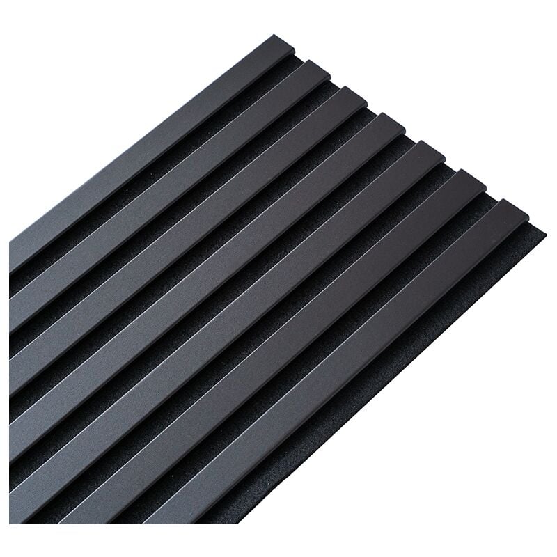 Panneau mural acoustique tasseaux bois 250 x 30 x 1,9 cm - Lamelles placage noir fond noir - 0,75m²