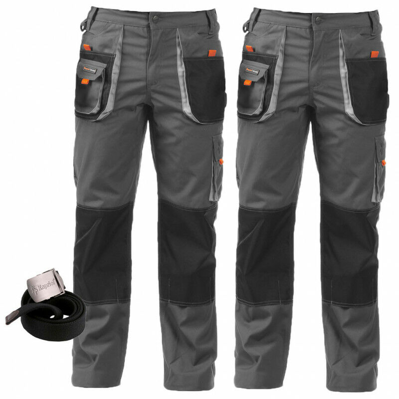 Kapriol - Lot de 2 Pantalons de travail avec renforts smart gris-noir + Ceinture Taille: xl