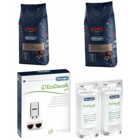 Lot de 2 paquets café en grains KIMBO arabica 1KG et 1 détartrant (5513215211, 5513282391) Cafetière, Machine à Café DELONGHI