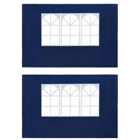 Lot de 2 Paroi de tente de réception - Accessoire pour tente et tonnelle avec fenêtre PE Bleu BV158826 - BonneVie