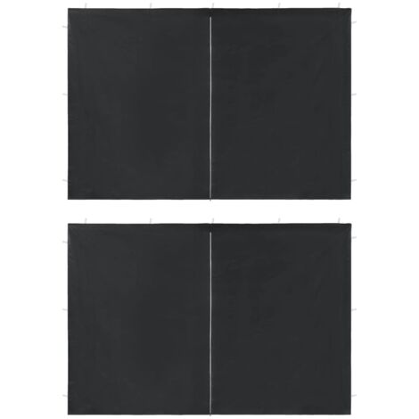 Lot de 2 Paroi de tente de réception - Accessoire pour tente et tonnelle fermeture éclair PE Anthracite BV444965 - BonneVie