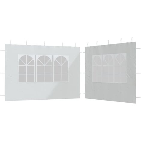 Lot de 2 Paroi de tente de réception Style Moderne - Recouvrement de remplacement - avec fenêtre PE Blanc Chic-518094