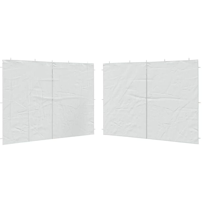 Lot de 2 Parois de tente de réception 2 pcs Paroi de Tonnelle de réception et fermeture éclair pe Blanc 13555