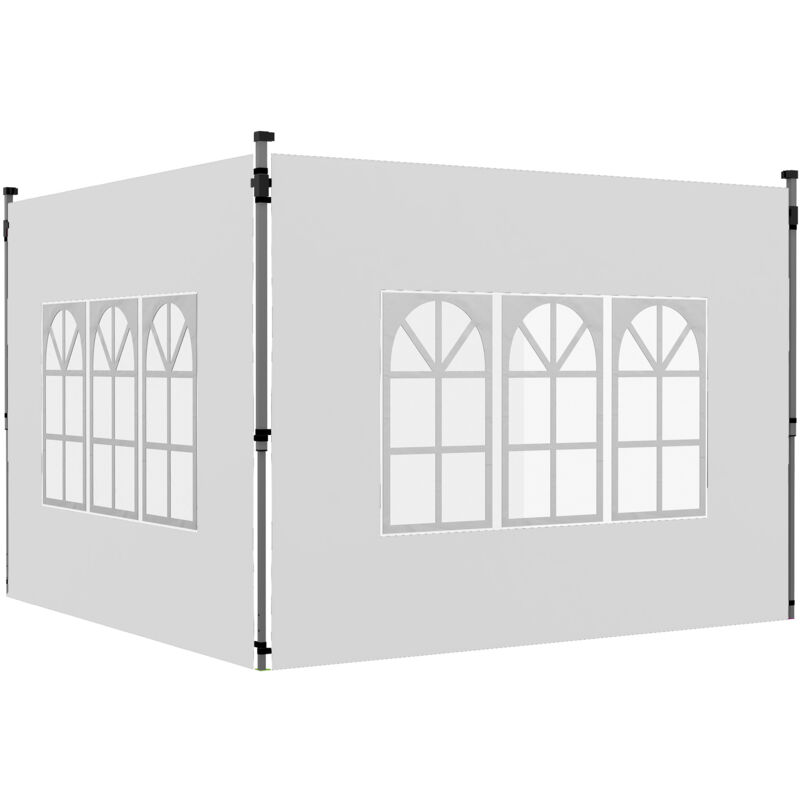 Lot de 2 parois latérales pour tonnelle 3 x 3 m ou 3 x 4 m - bâches de barnum 295 x 195 cm blanc